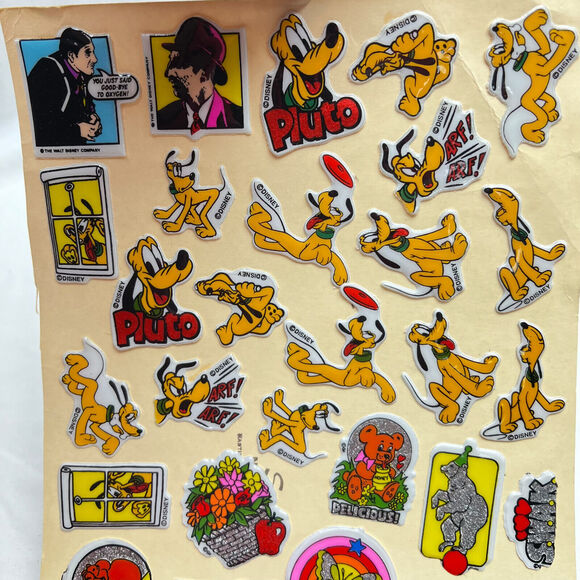 Vintage Puffy Stickers Sheet Lot of 3 Dinosaur Ninja Turtles Goofy Pluto Marvels - Picture 6 of 13